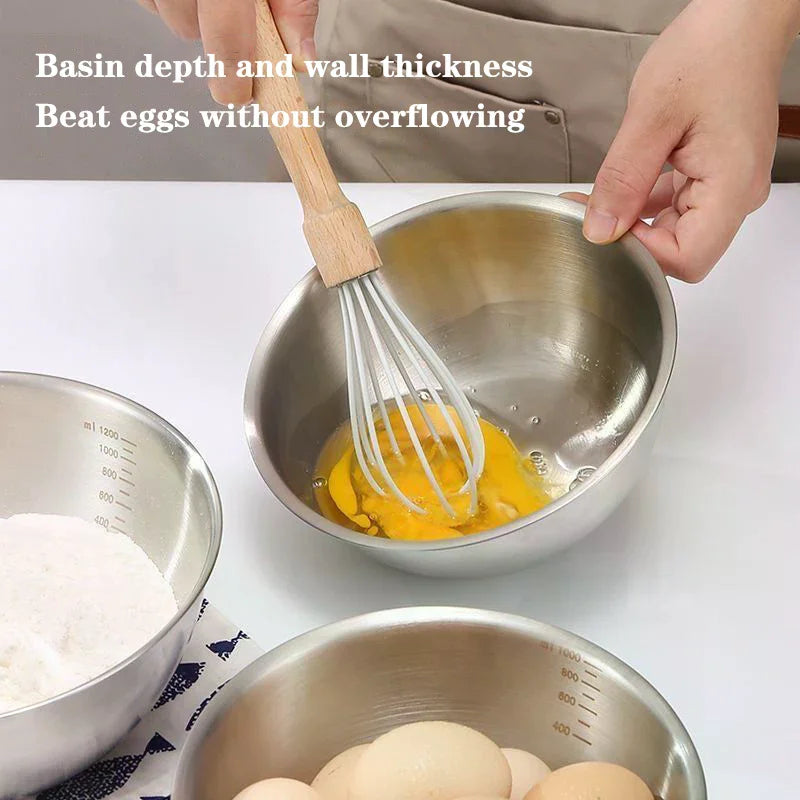 Stainless Steel Mixing Bowl Set with Scale | Kitchen Essentials Mixing Bowl Set Richie's