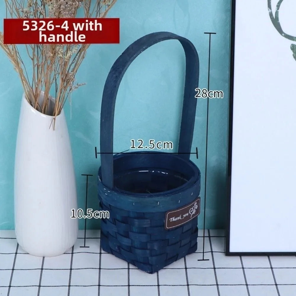 Imitation Rattan Storage Basket with Handle – 8 Colors Woven Storage Basket Richie's Blue