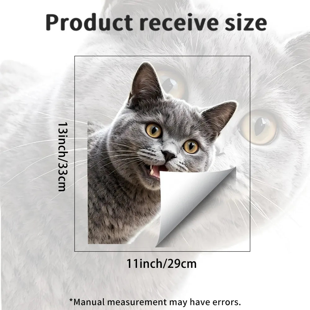 Peeking Animal Window Cling Sticker – Reusable PVC Decal Window Cling Decal Richie's Grey Cat
