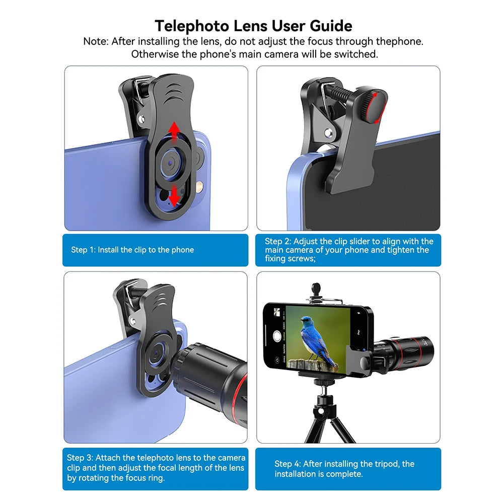 18X/36X/64X Clip-On Telephoto Zoom Lens for iPhone & Android Telephoto Phone Lens Richie's