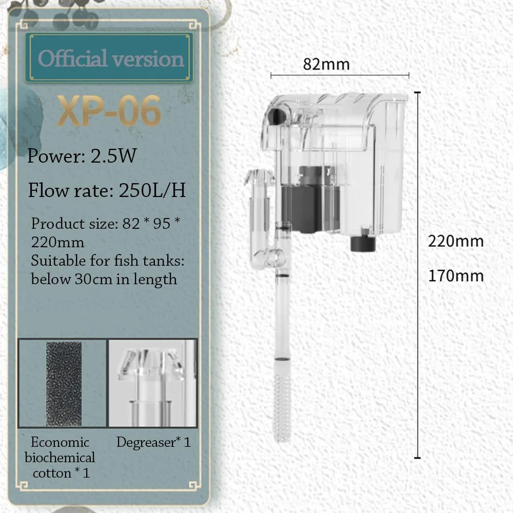 3-in-1 Wall-Mounted Waterfall Aquarium Filter – Silent Aquarium Filter Richie's XP-06