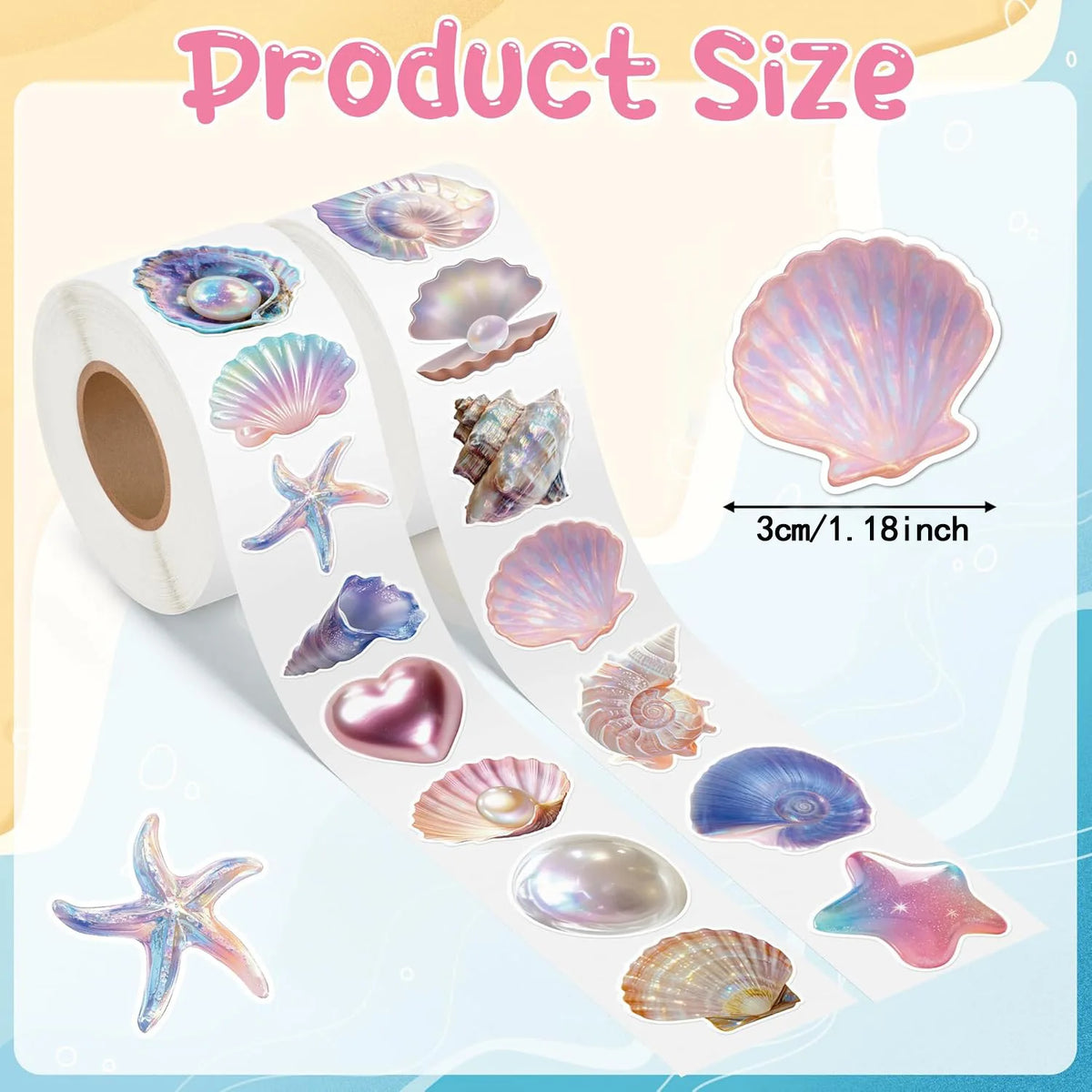 500/1000pcs Pearl Shell Doodle Roll Stickers – Sealing Labels Decorative Stickers Richie's