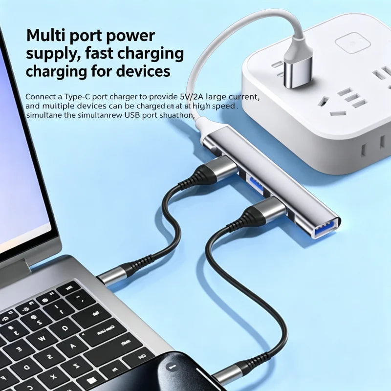 FUCHU 4-in-1 USB 2.0 Hub – USB-C & USB-A, 4 Ports USB Hub Richie's
