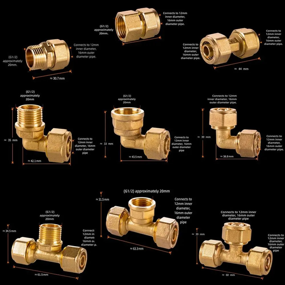 Brass Pipe Fitting 2/3 Way Male Female Thread Solar Heater Brass Pipe Fitting Richie's