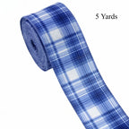Christmas Wired Ribbon Blue White Stripe Snow Tree Pattern Christmas Craft Ribbon Richie's B 5 Yards