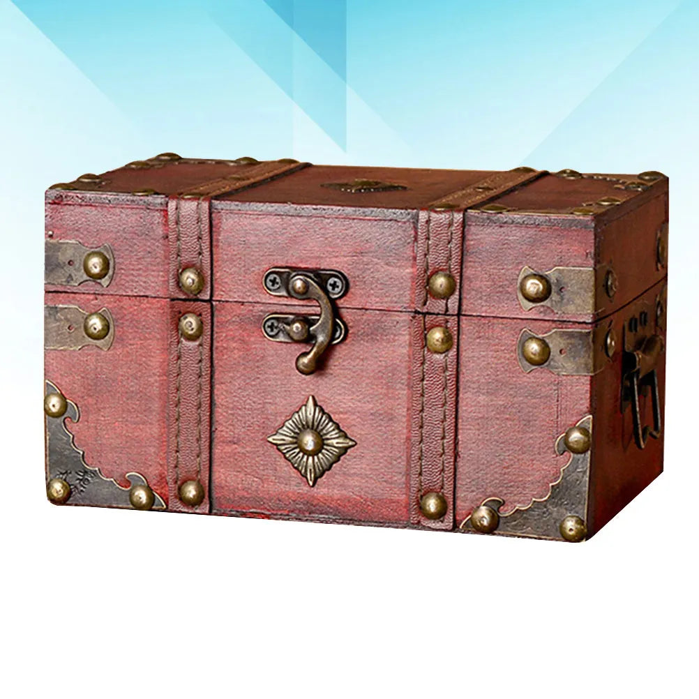 Wooden Treasure Chest Retro Jewelry Organizer Storage Box Decorative Storage Box Richie's