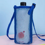 Mesh Water Bottle Holder Bag with Retractable Strap – 8 Colors Bottle Holder Bag Richie's royal blue