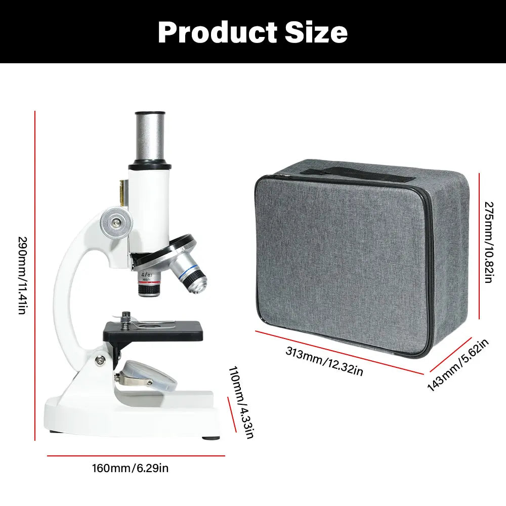 Monocular Compound Microscope 64X–2400X for Kids & Students Compound Microscope Richie's