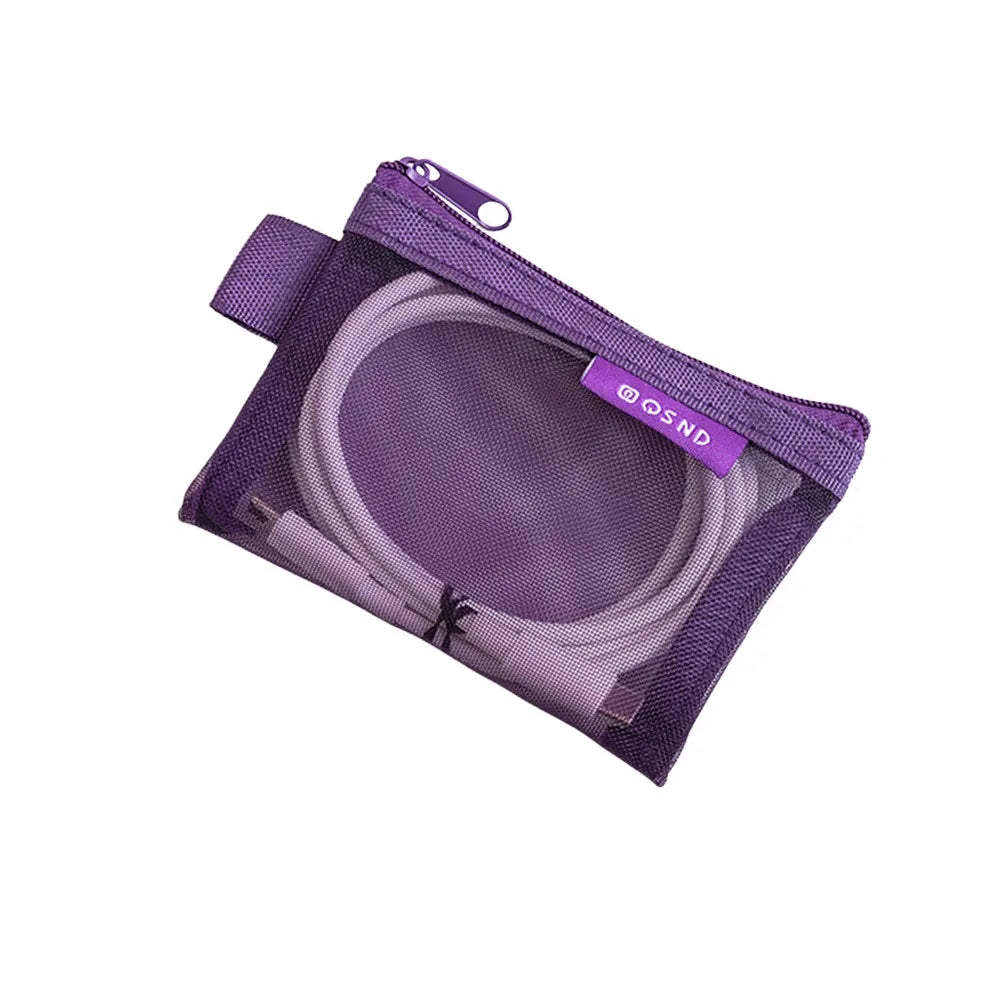 Mini Nylon Zipper Storage Bag – Cosmetic & Coin Organizer Storage Organizer Bag Richie's Purple-1