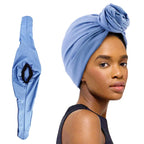 Women's Cotton Turban Head Wrap – Retro Boho Beanie Cap Turban Head Wrap Richie's Denim Blue