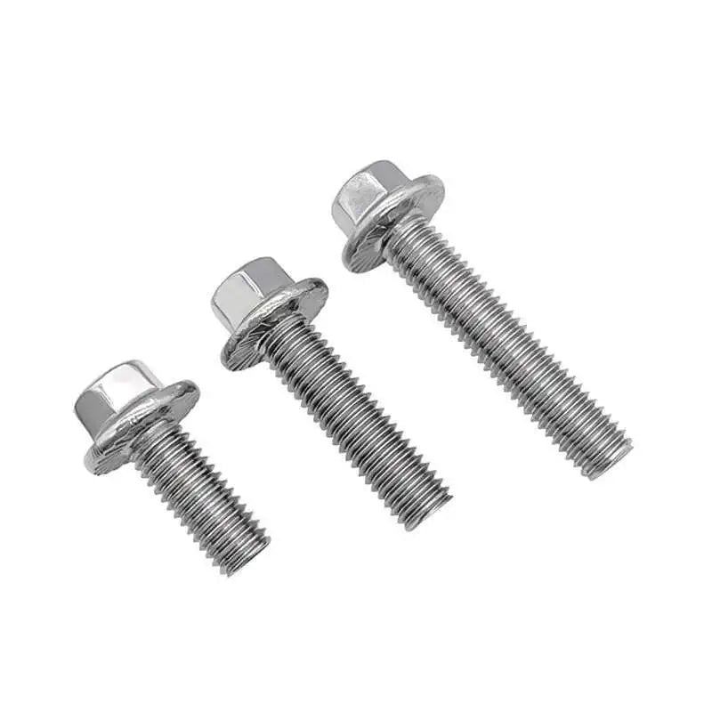 304 SS Serrated Flange Hex Bolts UNC 1/4-20 5/16-18 3/8-16 10pcs Flange Hex Bolt Richie's