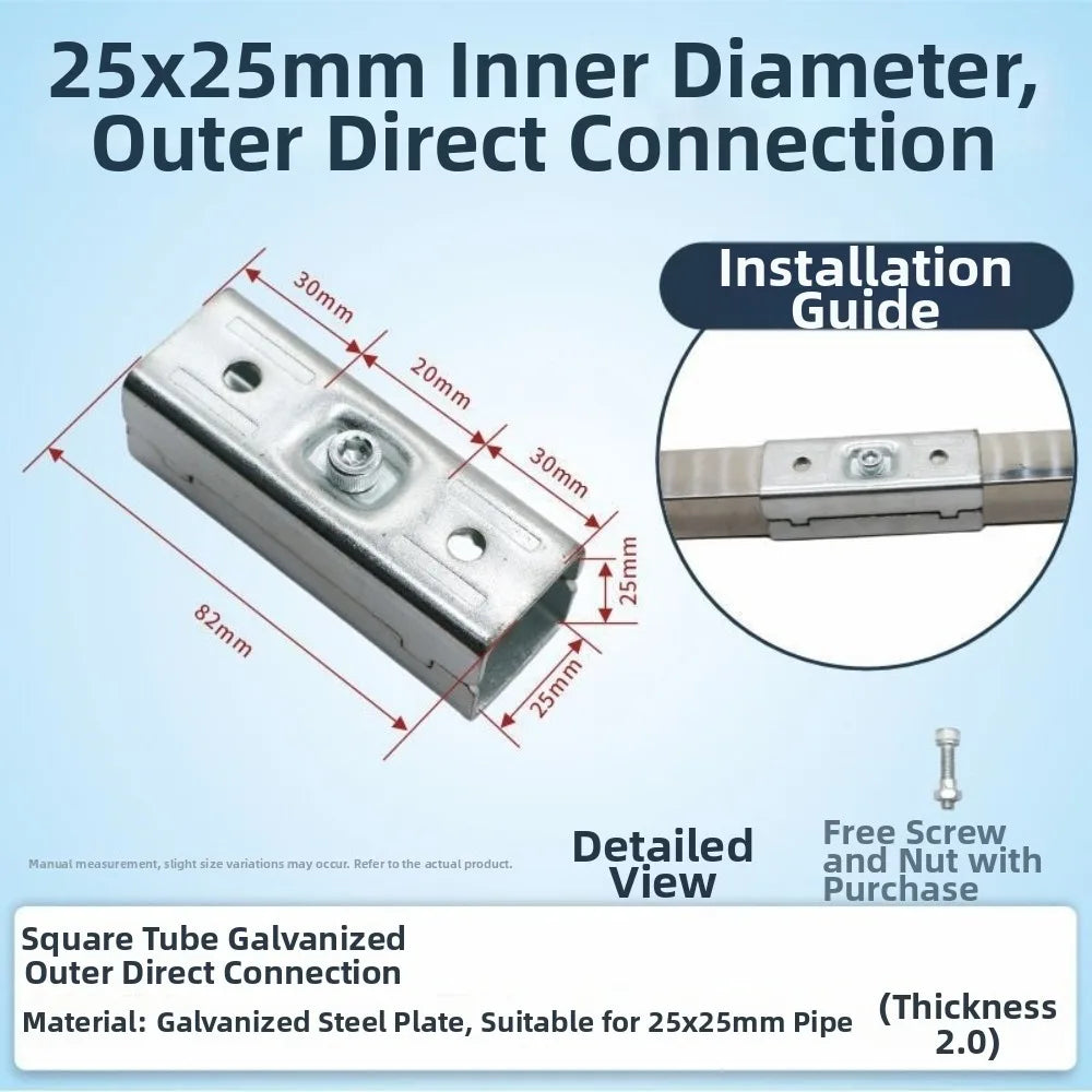 Galvanized Steel Square Tube Connector No-Weld Pipe Joint Buckle Pipe Joint Connector Richie's L