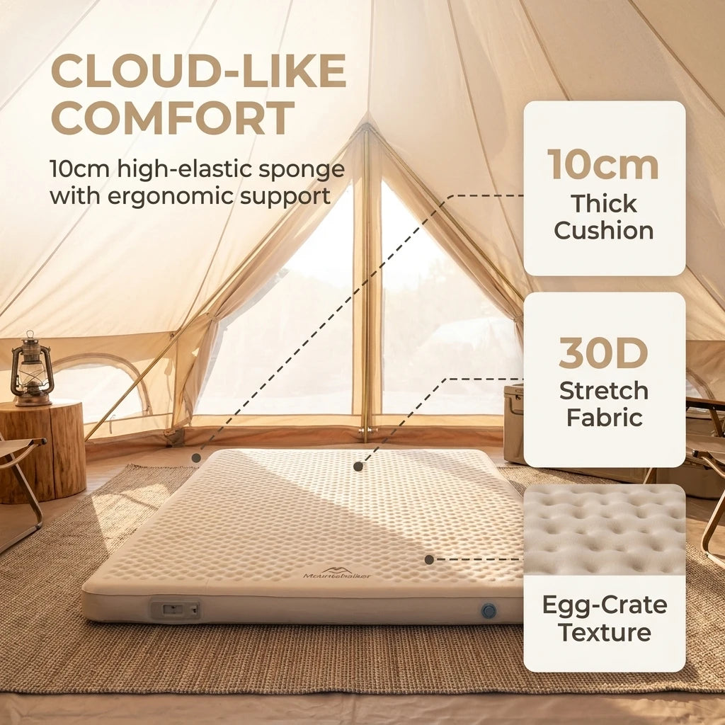 Double Camping Air Mattress 10cm Self-Inflating with Built-In Pump Camping Air Mattress Richie's