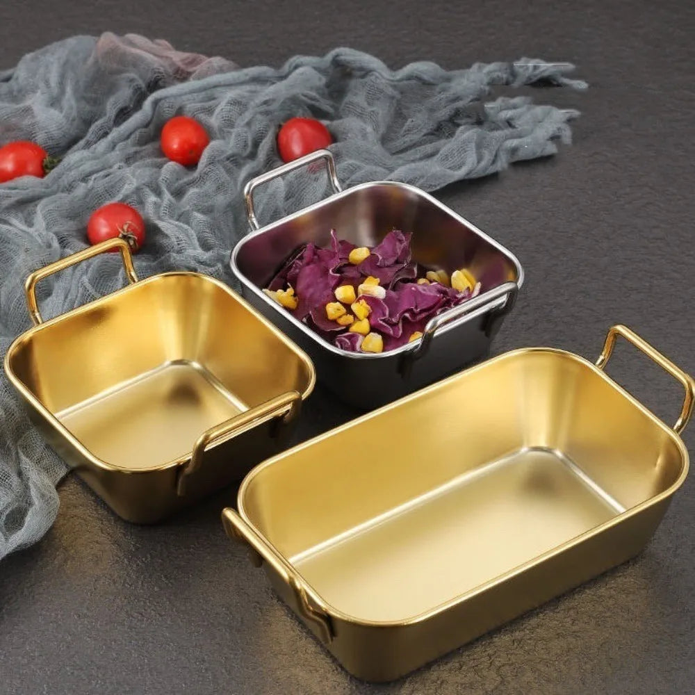 Stainless Steel Snack Basket – Fried Food Tray Silver & Gold Food Serving Basket Richie's