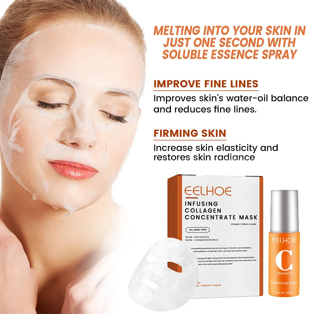 Eelhoe Collagen Face Mask & Vitamin C Spray Set | Moisturizing Face Mask Skincare Set Richie's