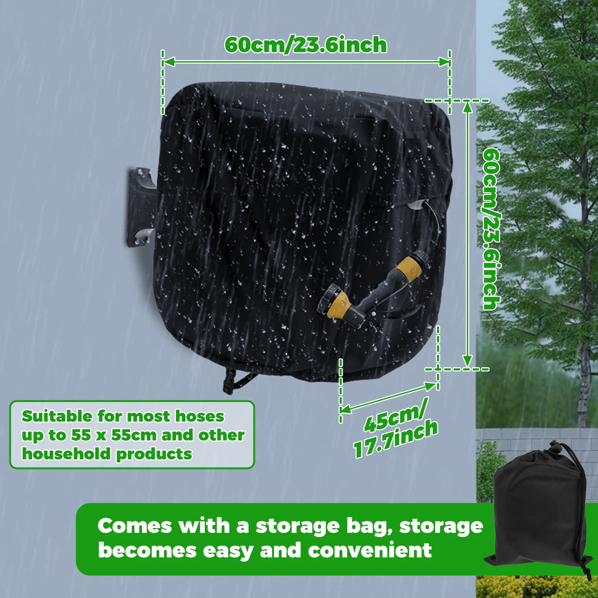 Waterproof Garden Hose Reel Cover | Adjustable Oxford Cloth Hose Reel Cover Richie's black