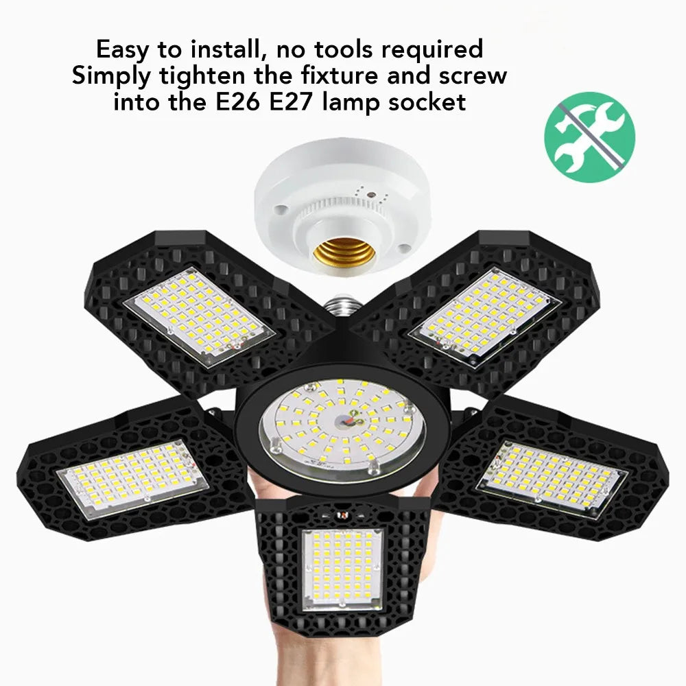 23.5W LED Garage Ceiling Light – 6 Adjustable Panels, 288 Chips LED Garage Light Richie's