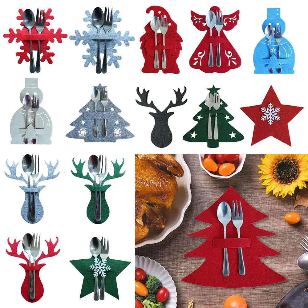 Christmas Cutlery Holder Bags | Festive Non-Woven Fabric 4 Pcs Cutlery Holder Bags Richie's