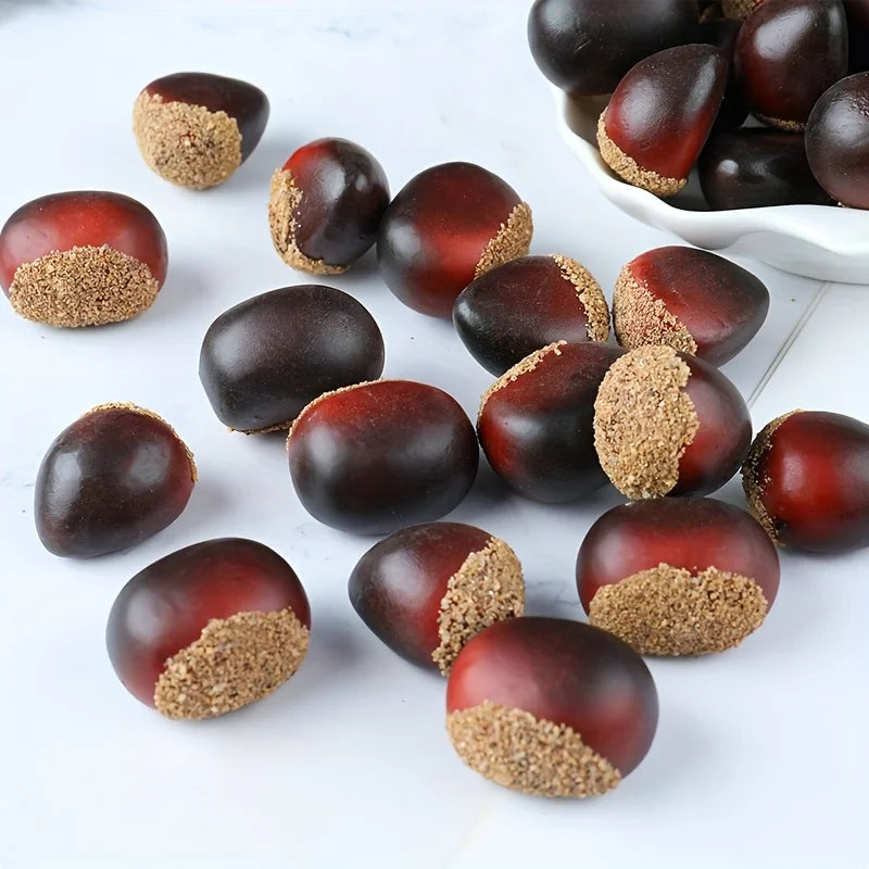 Artificial Chestnuts Set of 24 – Realistic Fall Decor Props Artificial Fall Decor Richie's