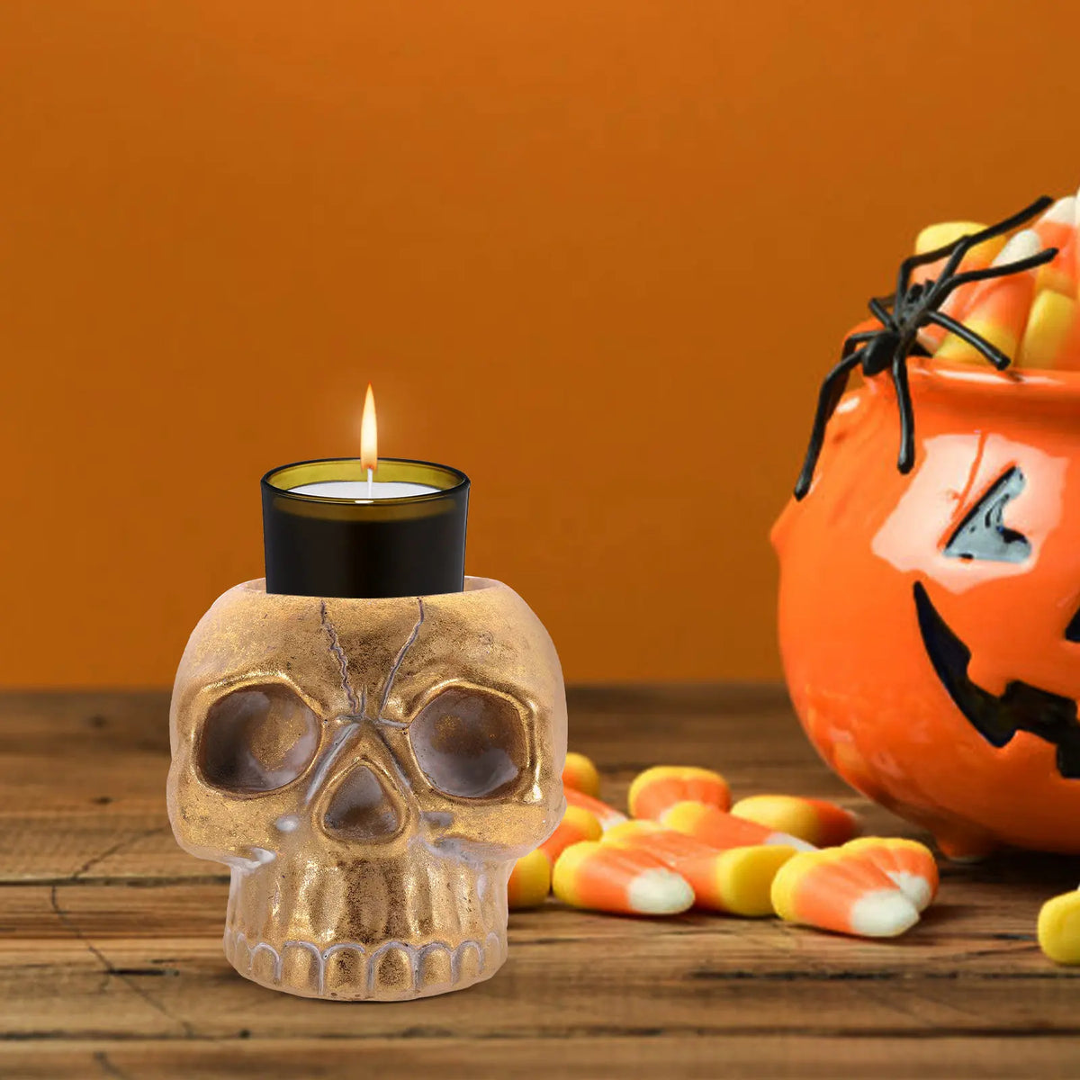 Skull Candlestick Holder Resin Gothic Halloween Table Décor Halloween Candle Holder Richie's