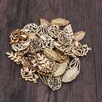 50Pcs Hollow Leaf Wooden Cutouts DIY Craft Embellishments Wood Craft Cutouts Richie's