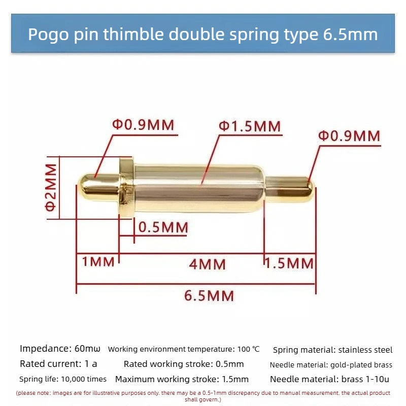 DIP SMD Double Spring PCB Pogo Pin Connectors 20/50/100 Pcs PCB Pogo Pin Connector Richie's