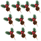 Artificial Pine Cones & Red Berries Holiday Picks – 6/10 Pcs Holiday Decoration Picks Richie's 10pcs
