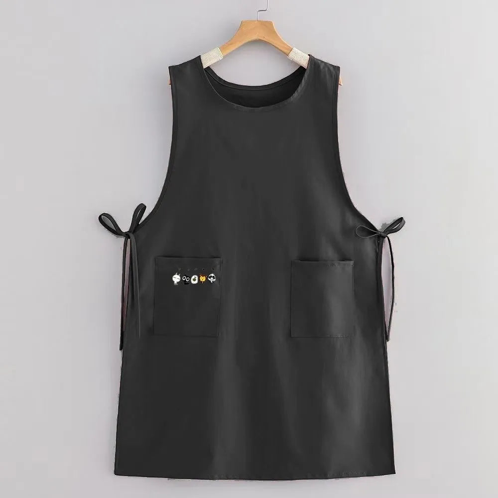Waterproof Long Vest Apron with Pockets | Kitchen & Art Kitchen Apron Richie's Black