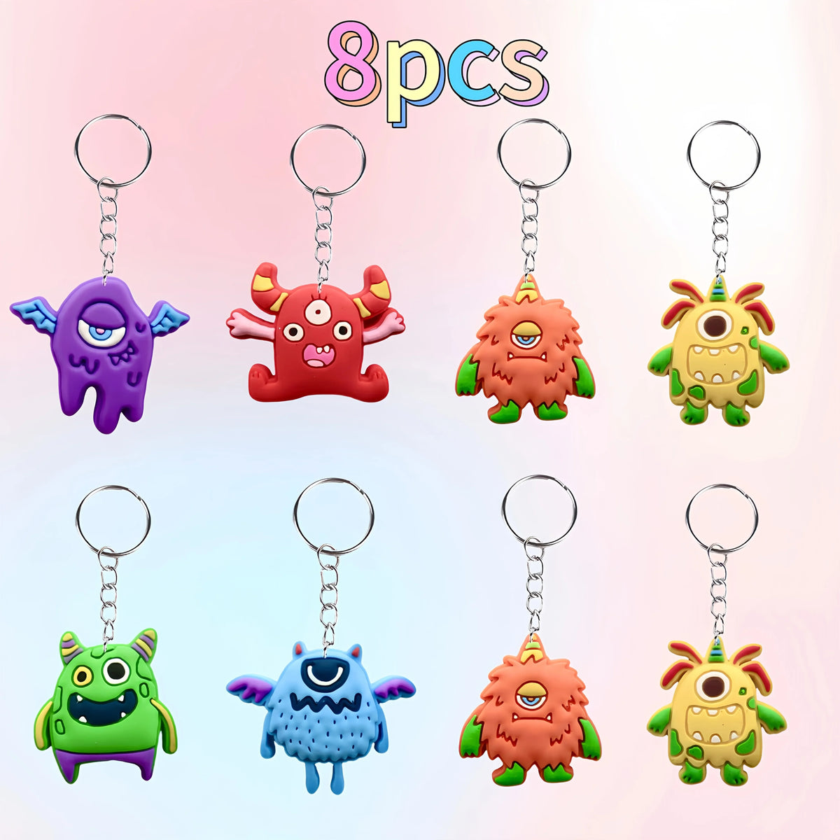 12 Pcs Cute Monster Keychains – Backpack & Party Gift Set Keychain Set Richie's