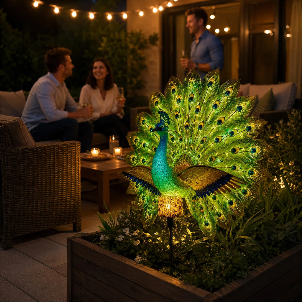 Solar Peacock Garden Stake Light – Resin Outdoor Figurine Solar Garden Stake Light Richie's