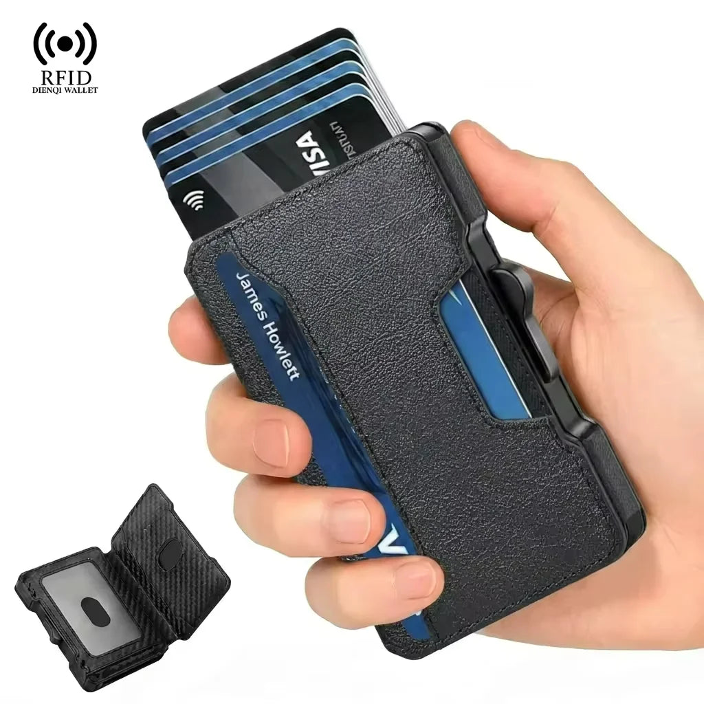 Zeeker RFID Blocking Carbon Fiber Slim Pop-Up Wallet for Men RFID Card Wallet Richie's Black