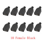 10Pcs USB 2.0 Type A Male Female 4-Pin Soldering Connector USB Soldering Connector Richie's Black 10F
