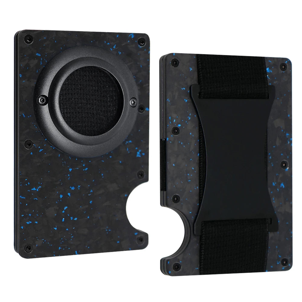 Zeeker Men's Metal Wallet | AirTag Bracket & RFID Blocking Metal Card Wallet Richie's blue carbon 1