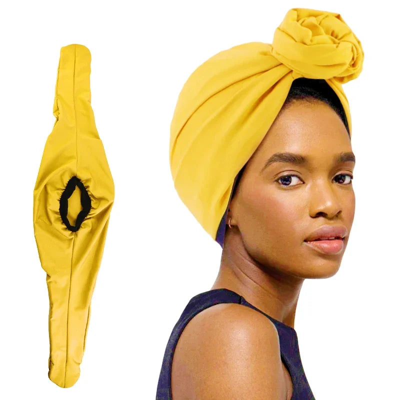 Women's Cotton Turban Head Wrap – Retro Boho Beanie Cap Turban Head Wrap Richie's YELLOW