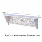 Floral Carved Wall Mount Coat Rack with Shelf & 5 Hooks Wall Mount Coat Rack Richie's