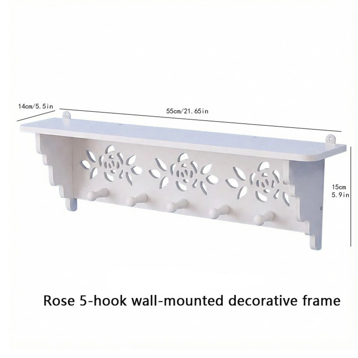 Floral Carved Wall Mount Coat Rack with Shelf & 5 Hooks Wall Mount Coat Rack Richie's