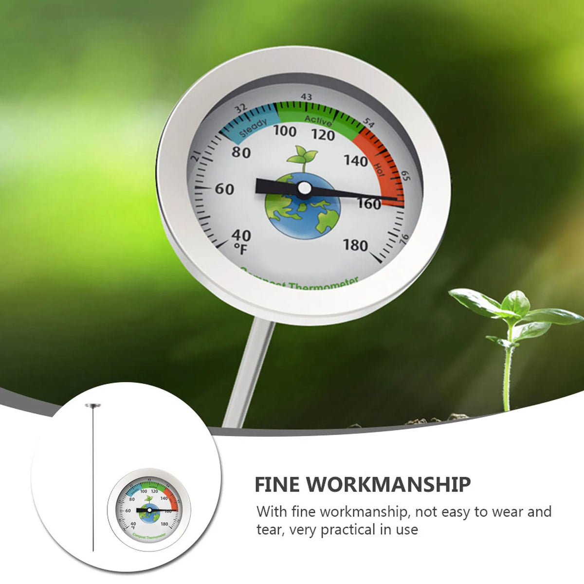 Compost Soil Thermometer – Waterproof Stainless Steel Probe Soil Thermometer Richie's