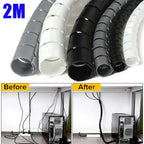 2M Flexible Spiral Cable Wire Protector & Cord Organizer Cable Wire Organizer Richie's 8mm Black 2M
