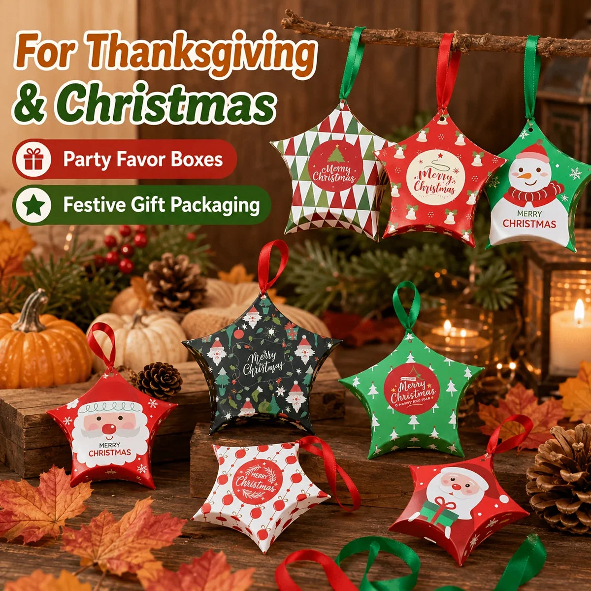 30 Pcs Star-Shaped Christmas Gift Boxes with Ribbons Christmas Gift Boxes Richie's