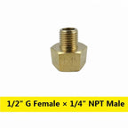 Brass G BSP Female to NPT Male Thread Pipe Fitting Adapter Pipe Fitting Adapter Richie's G 1-2- F x1-4- NPT M