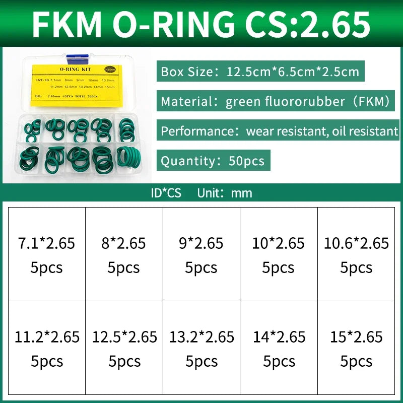 NBR Silicone FKM O-Ring Repair Kit – 1.8mm & 2.65mm Gasket Set O-Ring Repair Kit Richie's 151-FG-BW50S