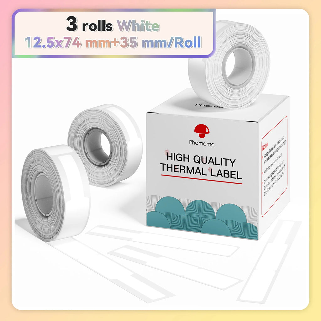 Phomemo Q30 White Waterproof Thermal Labels – 3 Rolls Thermal Label Rolls Richie's 12x74mm Cable China Mainland