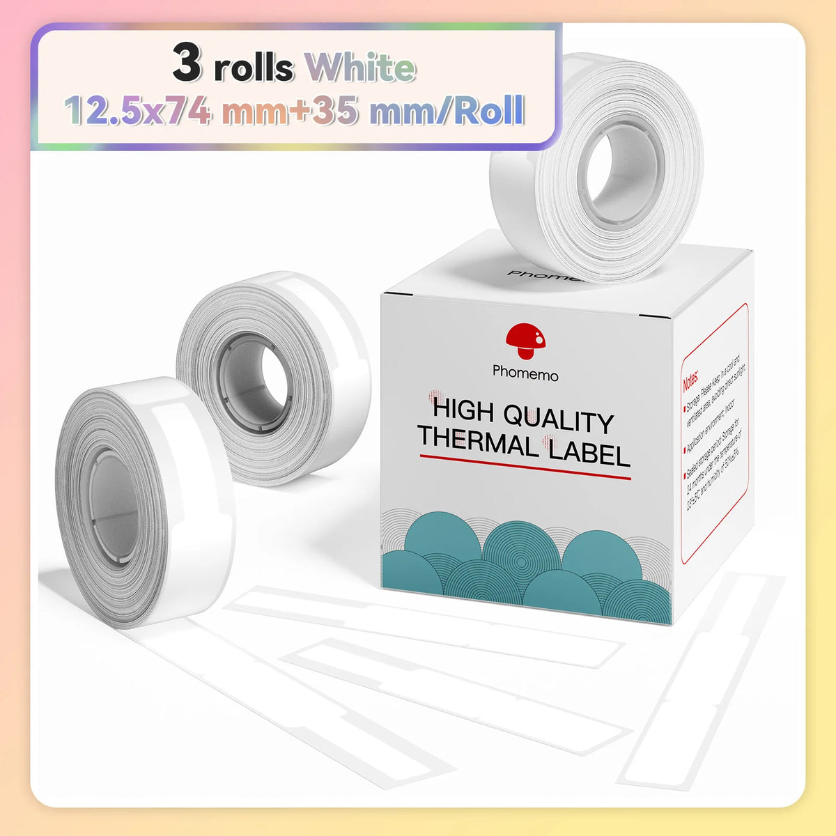 Phomemo Q30 White Waterproof Thermal Labels – 3 Rolls Thermal Label Rolls Richie's 12x74mm Cable China Mainland