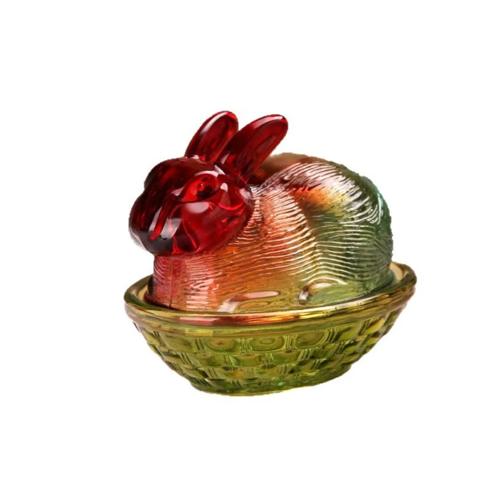 Rabbit-Shaped Crystal Glass Candy Dish with Lid | Easter Bunny Glass Candy Dish Richie's Colorful