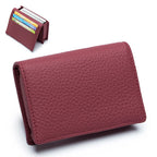 Genuine Leather Card Holder Wallet & Coin Purse – Unisex Leather Card Wallet Richie's wine red