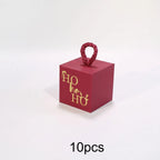 10pcs Christmas Cube Gift Boxes with Rope Handle | Favor Boxes Holiday Gift Boxes Richie's Red rope 10pcs One size fits all