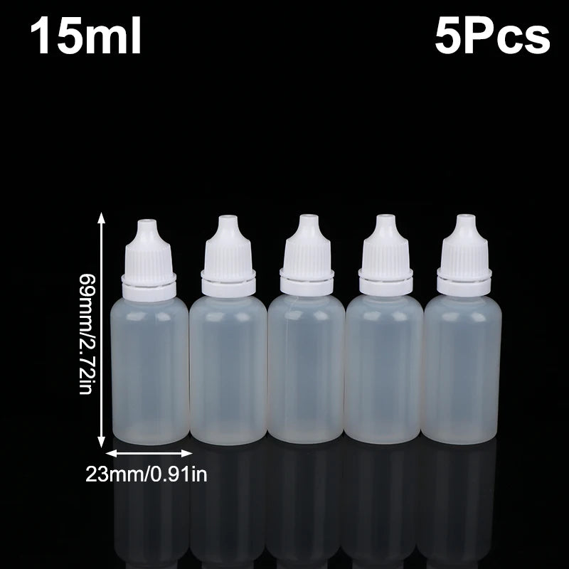 5-Pack Refillable Squeeze Dropper Bottles 3–100ml | Oil, Paint & Ink Squeeze Dropper Bottles Richie's 15ml