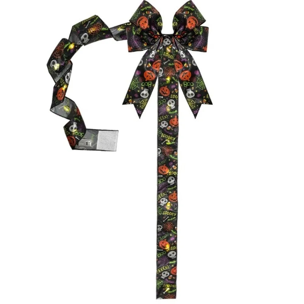 Halloween Printed Bow Decoration with Long Hanging Tails Halloween Bow Decoration Richie's 1