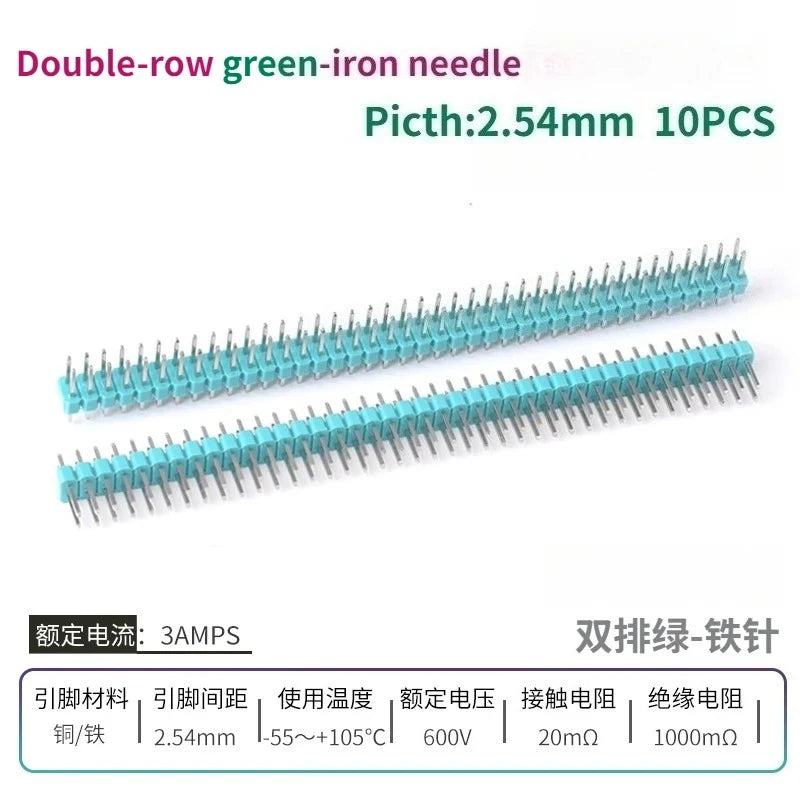 10PCS Color Gilded Pin Headers 2.54mm Single & Double Row Set