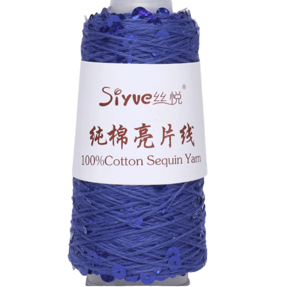 Sequin Bead Hand Knitting Yarn – Sparkle DIY Craft Thread Knitting Yarn Richie's Sapphire Blue